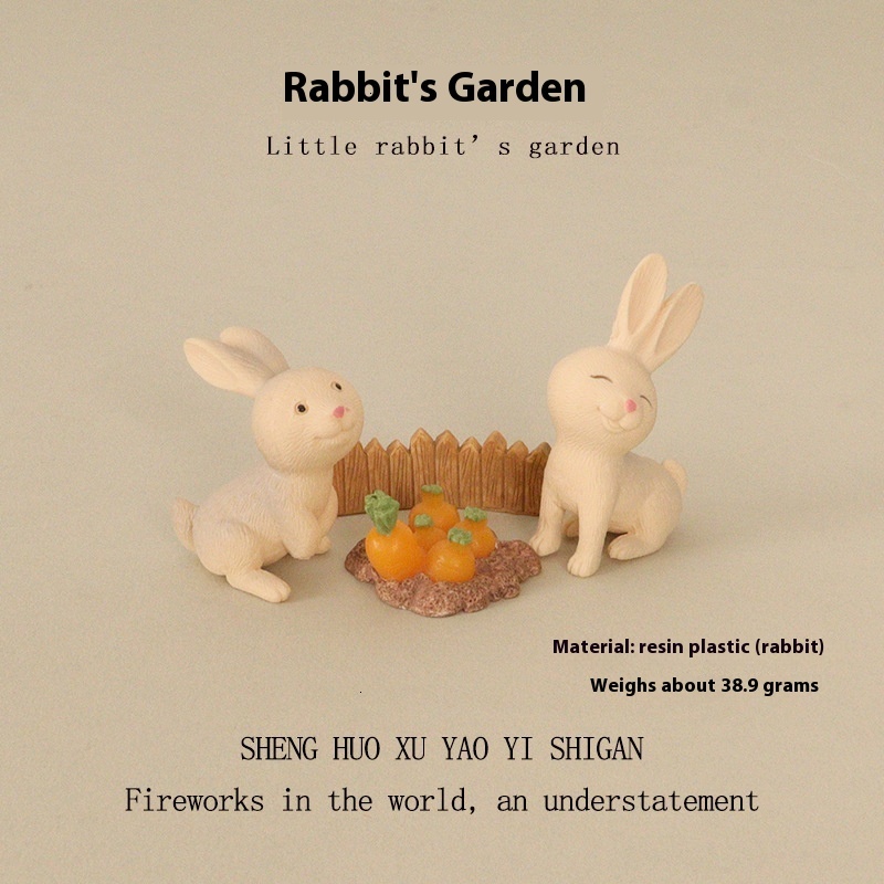 Cute Miniature Rabbits with Radishes and a Wooden Fence - Ideal Desk Accessory