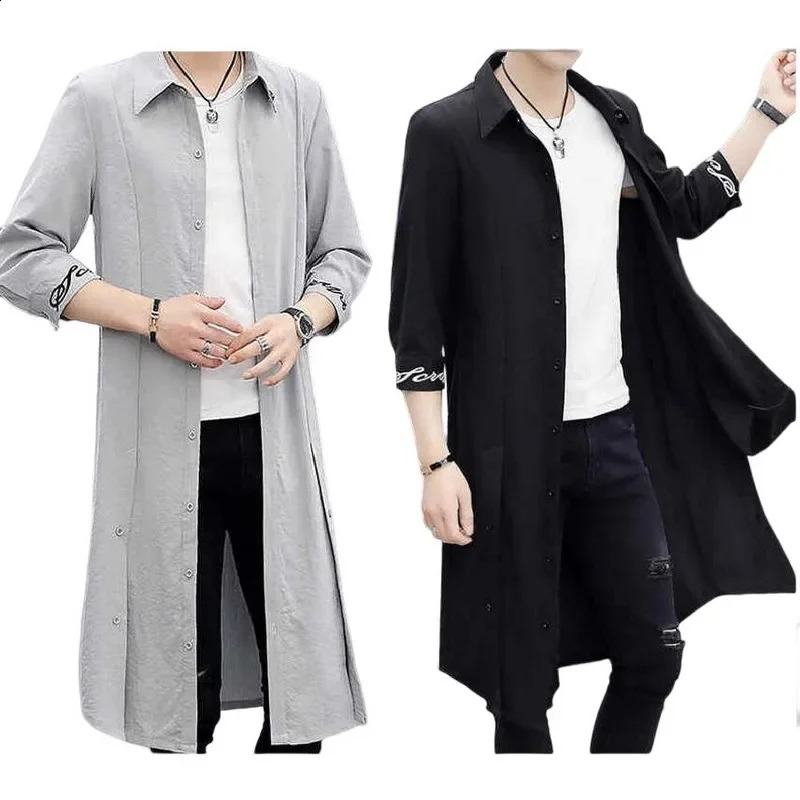 Mens Shirts Styles Trench Coat Mid-Length Sunscreen Cothing Outwear Mens Thin Outwear Clothing 240822