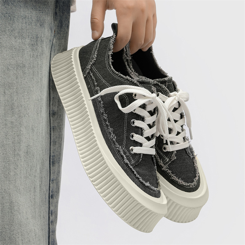Ddmysports Men S Spring Summer New Fashion Low Top Canvas Breathable Lightweight Thick Sole Sports And Casual Board Shoes OUTDOOR