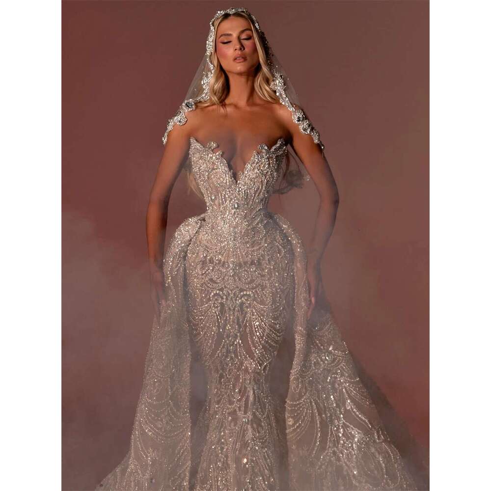 Arrival Mermaid New Bridal Wedding Dress Detachable Court Train Beading Marriage Gown High End Tailor Made Vestidos