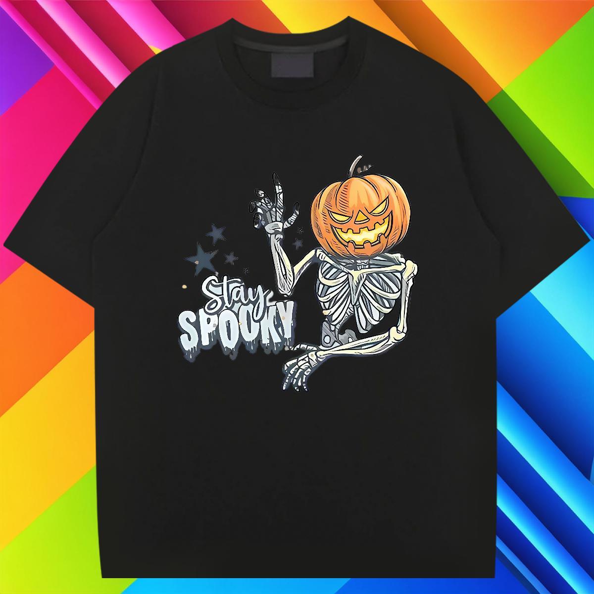 Wholesale T Shirts Men 100% Cotton 230g halloween Spring Summer DIY Breathable Soft Men Clothes T-Shirt New Arrival Tops Tees