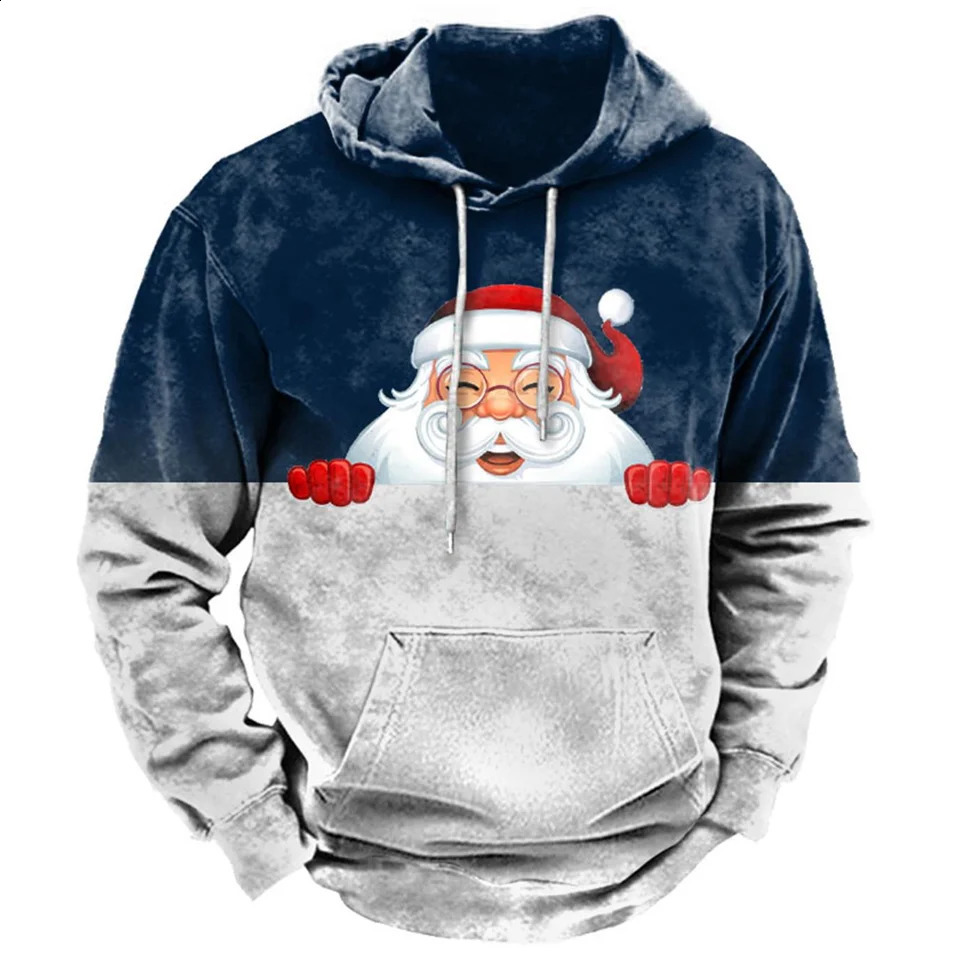 Christmas Hoodies Y2k Style Graphic Hoodie Warmth Sweatshirts for Men Elk Ironman Triathlon Snowflake 3D Printing 240823