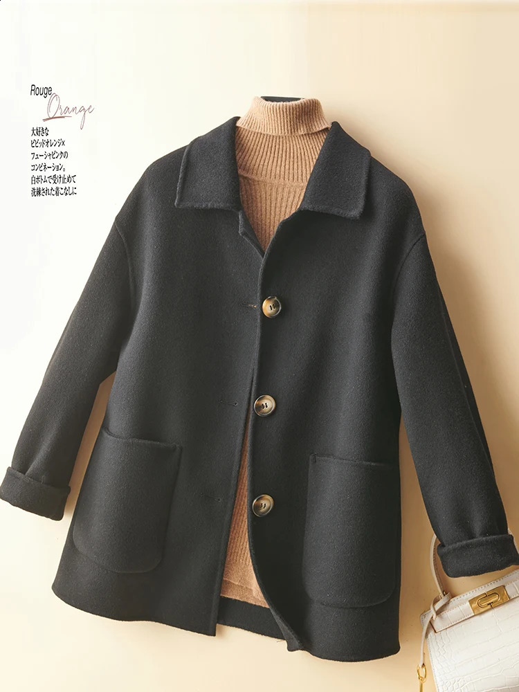 Autumn and Winter -Selling Womens Coat Pure Wool Woolen Coat Casual Short Col Claudine Top Commuters All-Matching 240822