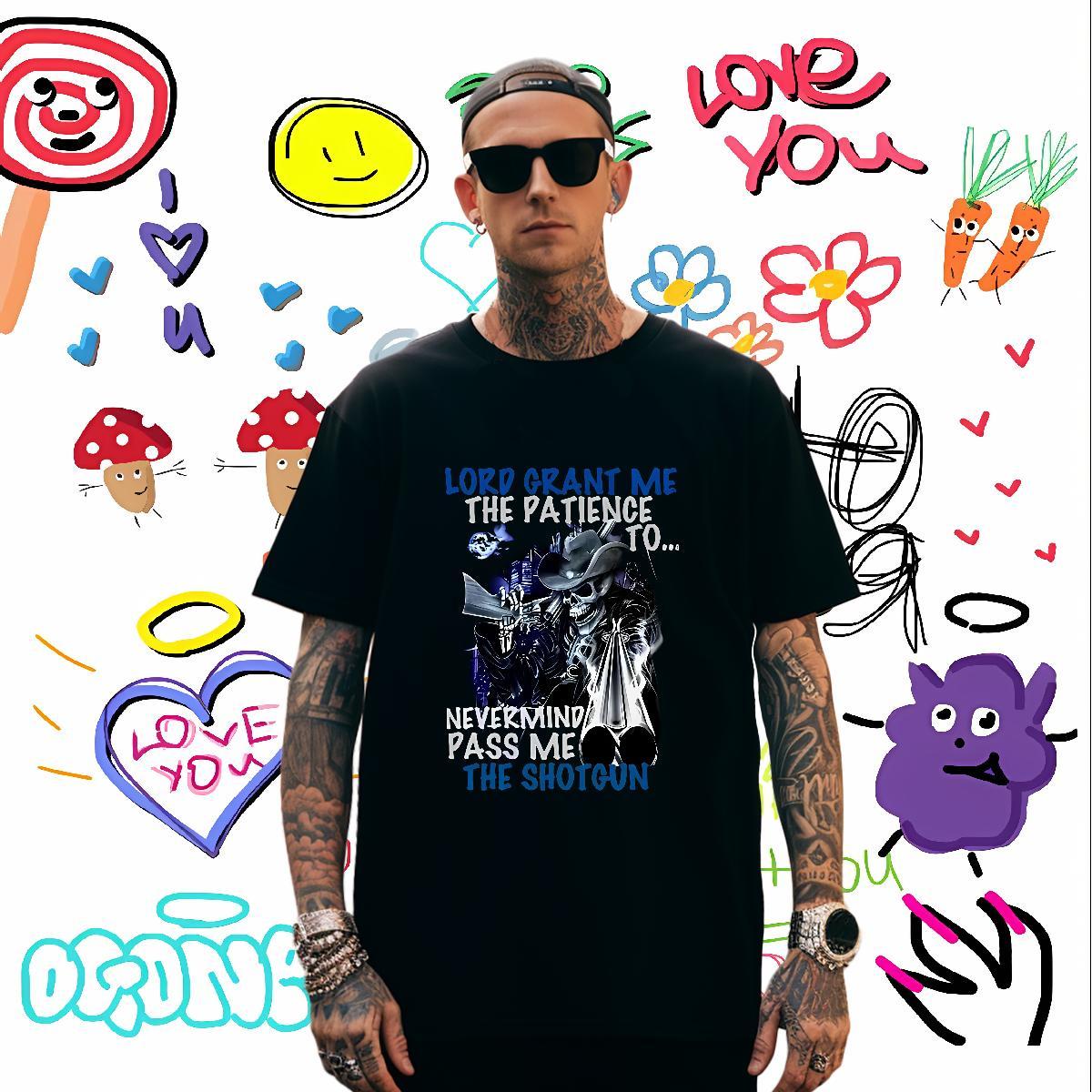 Loose Man T Shirts 230g Pure Cotton skull Outdoor White Plus Size Short Sleeve Soft Tshirt for Man Woman Classic Polos