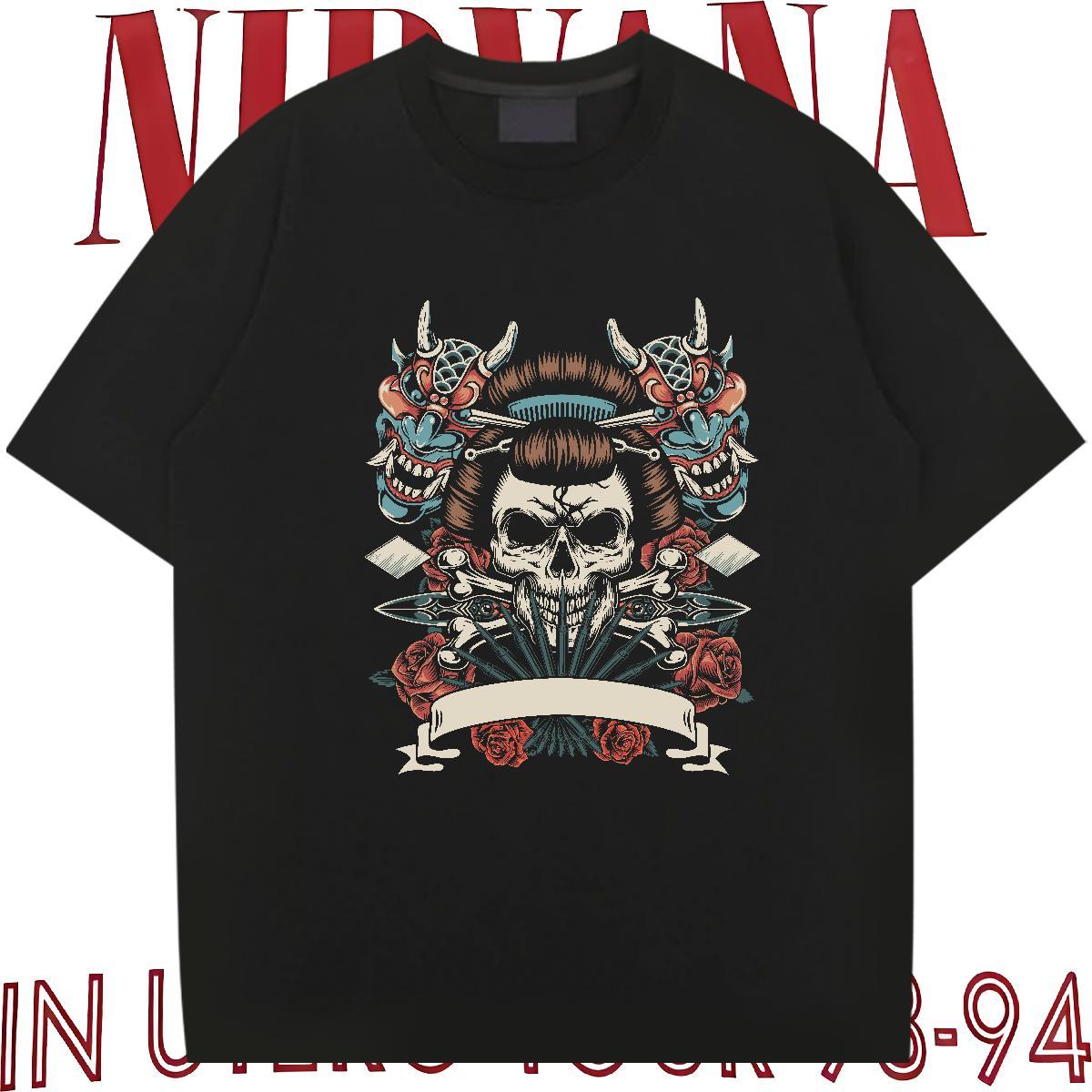 Unisex T-Shirts for Men 230g Pure Cotton skull Casual Beach DIY Printed Breathable Short Sleeve Couples T Shirts Customized Tee Shirt