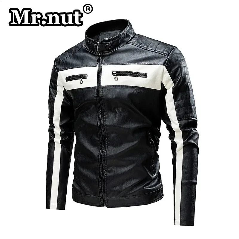 Mr.nut Mens Motorcycle Jacket Man Autumn Winter Leather Velvet Coat Male Bomber Jackets Biker Windbreaker Man Clothing 240822