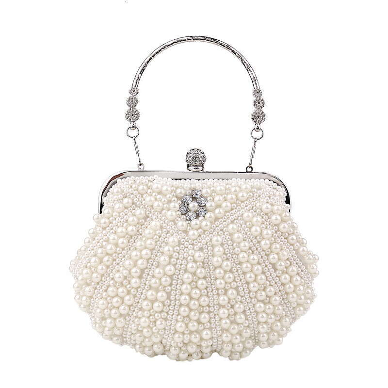Shell Pearl Evening Beading Metal Clutch Bags With Chain Prom Wedding Bridal Handbags Purse