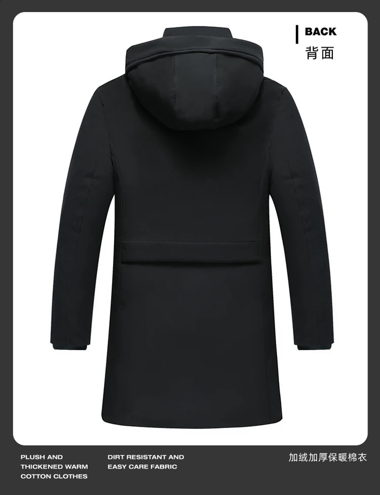 Winter windproof jacket fashionable long thick Parkas mens highquality fashion hooded casual 240822