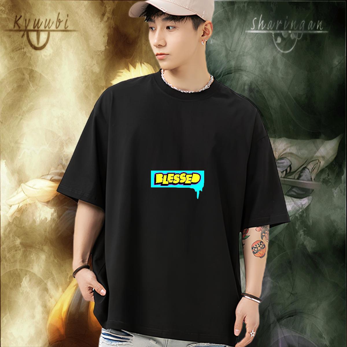 Cool T Shirts Men 230g Cotton letter Anime Printing Street DIY Anime Breathable Short Sleeve Couples T Shirts 2024 Designer Tees Shirts
