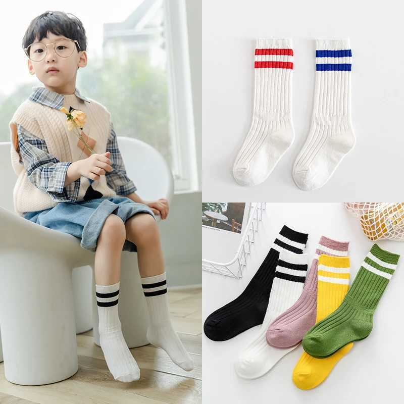 1 pair of childrens socks for boys and girls knee high soft cotton baby socks striped childrens socks school sports socks for children aged 1-12 X2503