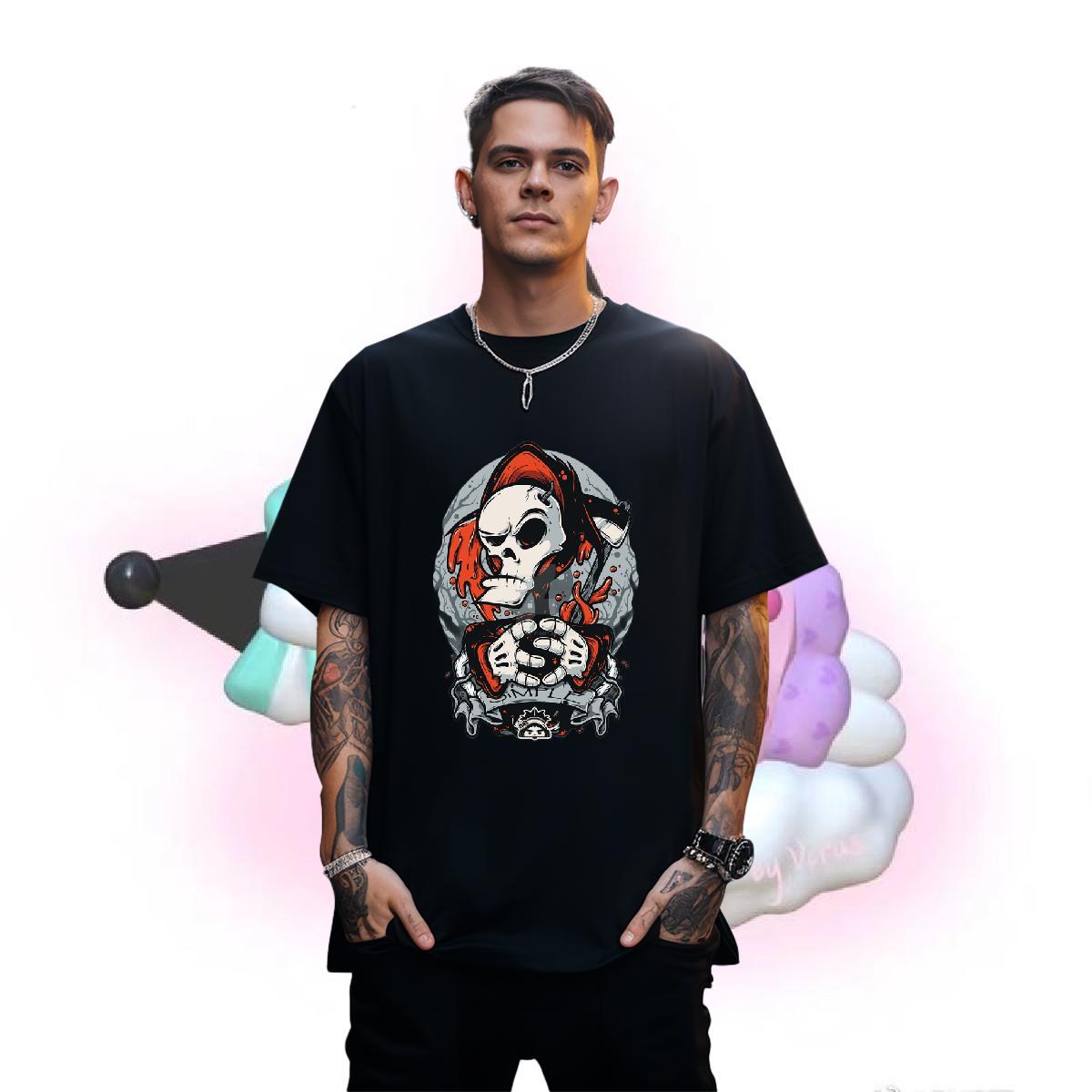 Popular T-Shirts for Men 100% Cotton 230g skull Street Casual DIY Breathable Short Sleeve Men Tees 2024 DIY Wear
