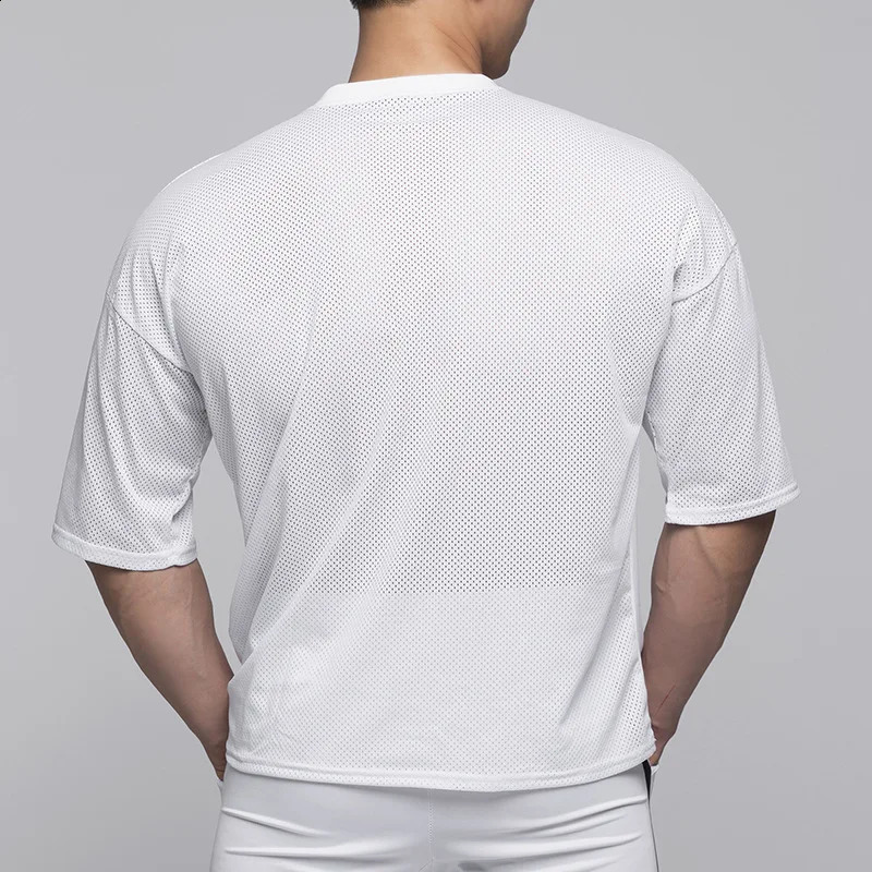 Mens summer quick drying mesh breathable casual short sleeved oversized Tshirt fitness clothing sports running w240824
