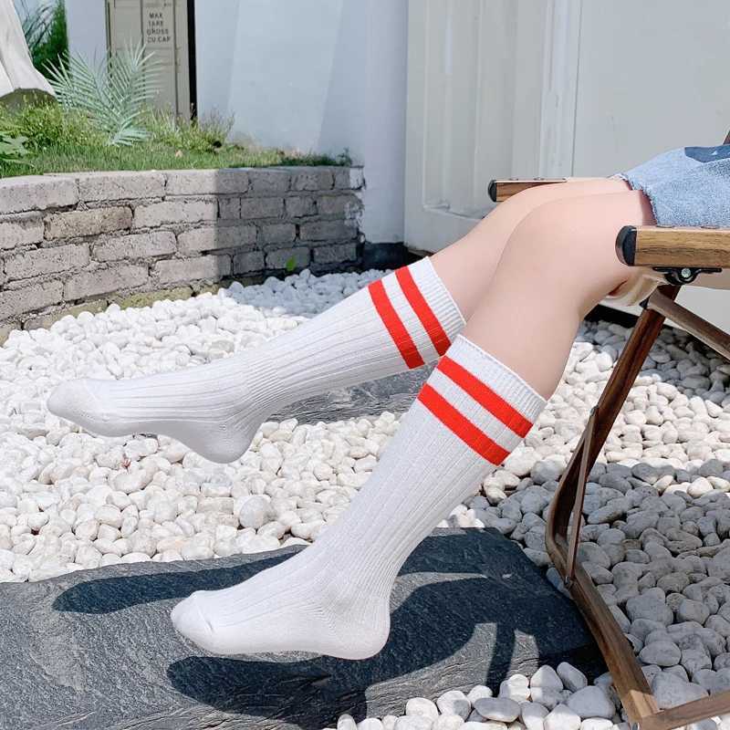 1 pair of childrens socks for boys and girls knee high soft cotton baby socks striped childrens socks school sports socks for children aged 1-12 X2503