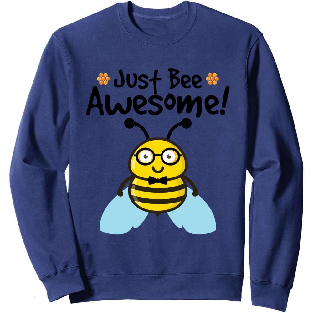 Long Sleeve Shirts for Men sweatshirt Just Awesome Nerdy Bee Cute Lettering Gift Sweatshirt T shirt Tee Streetwear Casual tops clothes