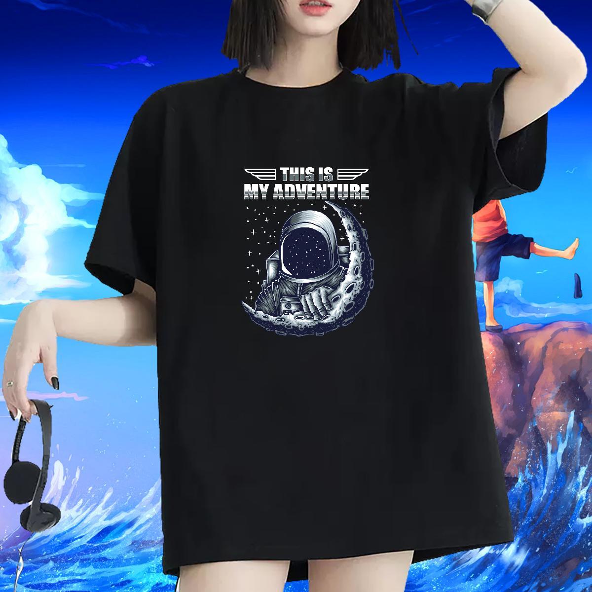 Designer Woman Tshirt 230g Pure Cotton universe Beach T Shirt For Woman Short sleeve Soft Floral Print Tops