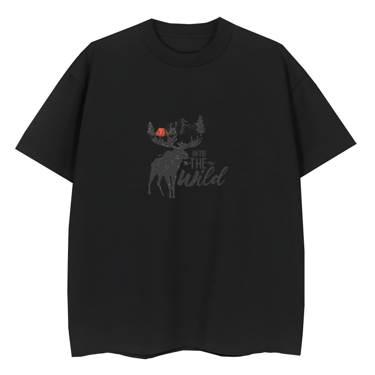 Loose fit Lady T shirt 230g Cotton mountains Daily Outfit Woman T Shirts O-Neck Short Sleeve Cartoon Anime Clothes Shirt