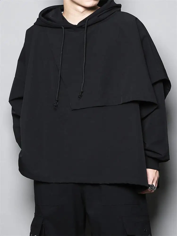 Autumn dark Japanese n asymmetric irregular tailoring stitching loose Hoodie mens Hoodie 240823