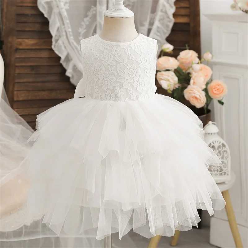 Summer new baby girl dress embroidered flower birthday backless chiffon dress newborn baptism party dress Christmas party costume W240823