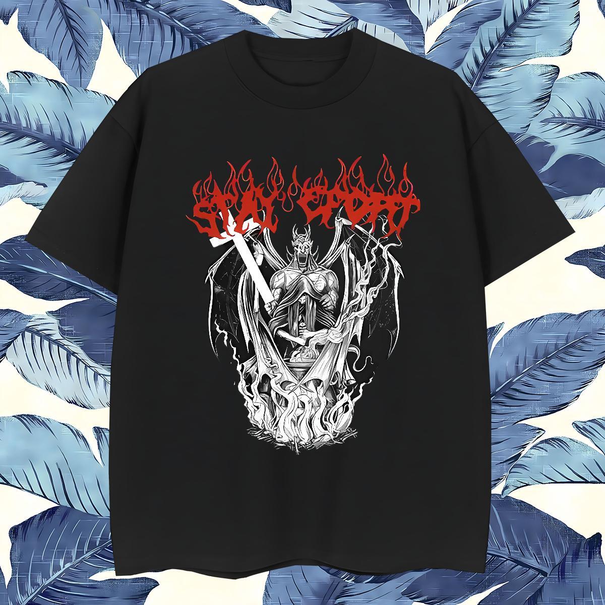Brand Men T Shirts 230g Cotton skull Hip Hop Cartoon Print Breathable Crew Neck Men Clothes T-Shirt Fashion Design Tshirts