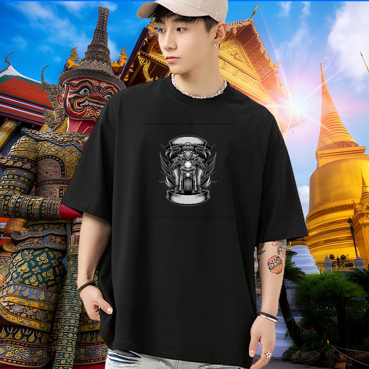 Wholesale Man T Shirts 230g 100% Cotton skull Hip Hop Street Graphic Pure Cotton Tshirts New Designer Wear