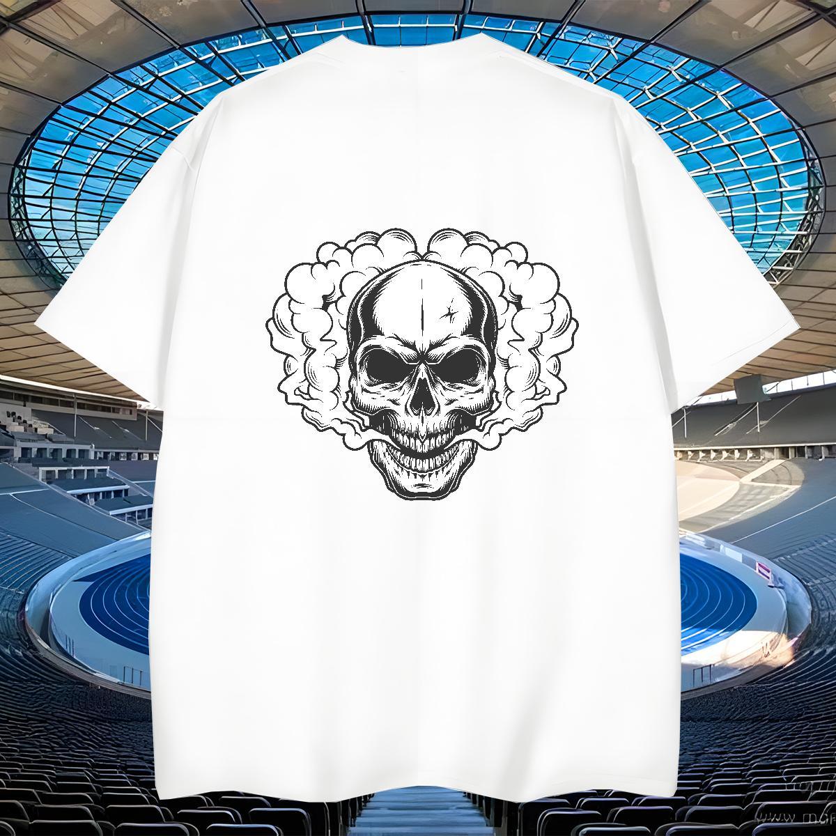 Wholesale Man T Shirts 230g Pure Cotton skull Daily Outfit Graphic Round Neck Short Sleeve Tshirt for Man Woman Customized Tees