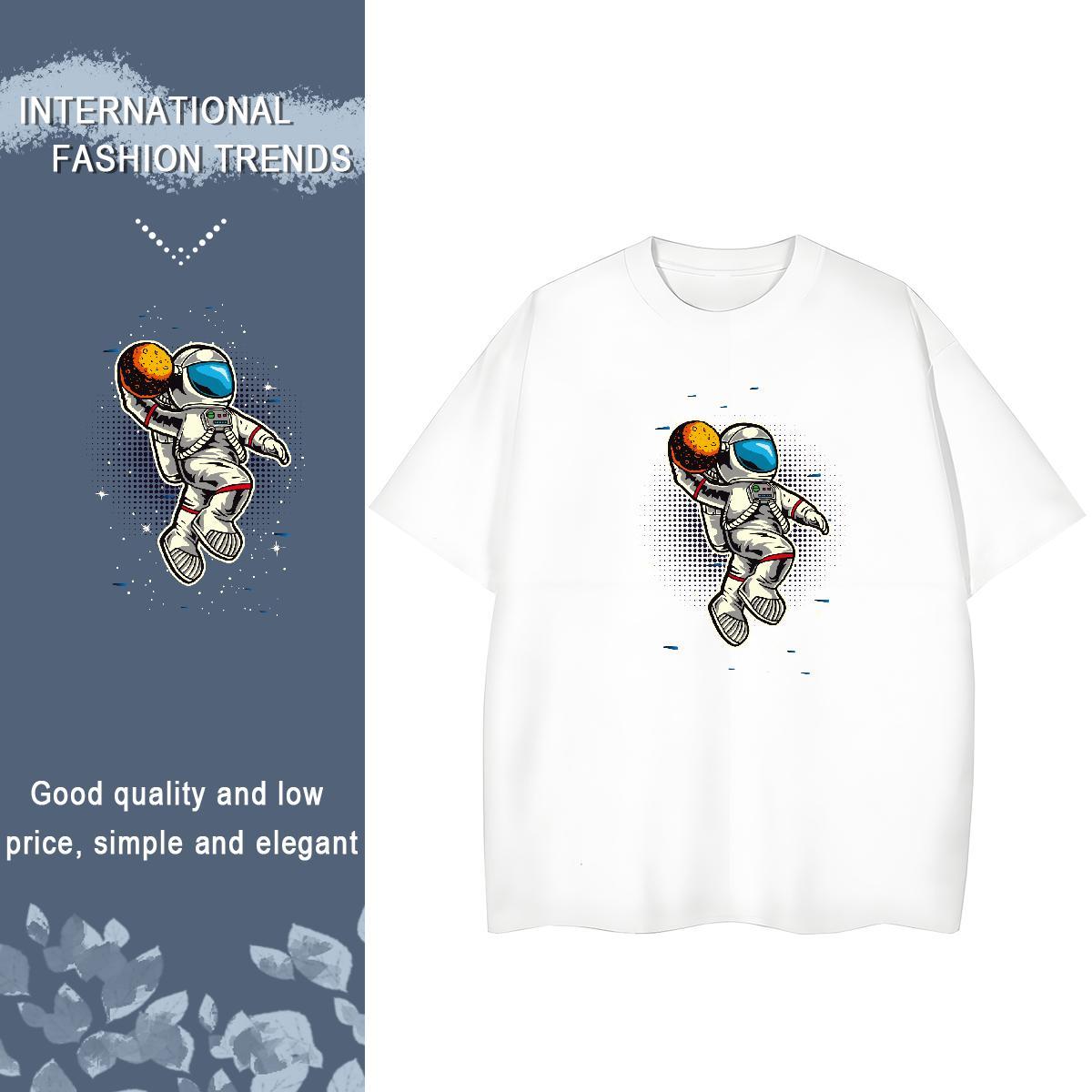 Brand Unisex Tshirts 230g Pure Cotton cosmonaut Summer Casual Woman T Shirts Crew Neck Breathable Floral Print Tops Tees