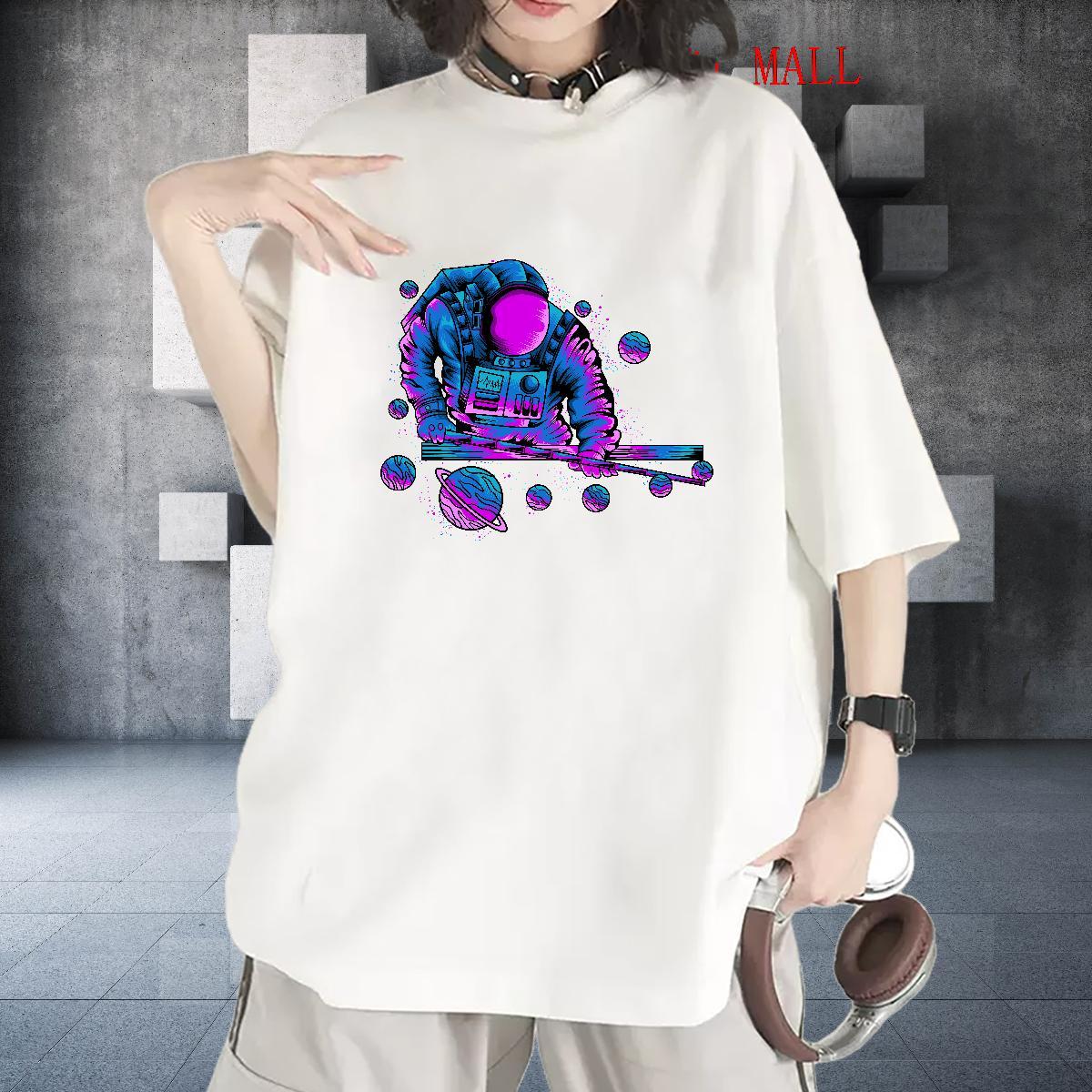 Brand Tshirt for Man Woman 100% Cotton 230g cosmonaut Casual Daily Wear Woman T Shirts Breathable Short Sleeve Black Oversized Tee Shirt