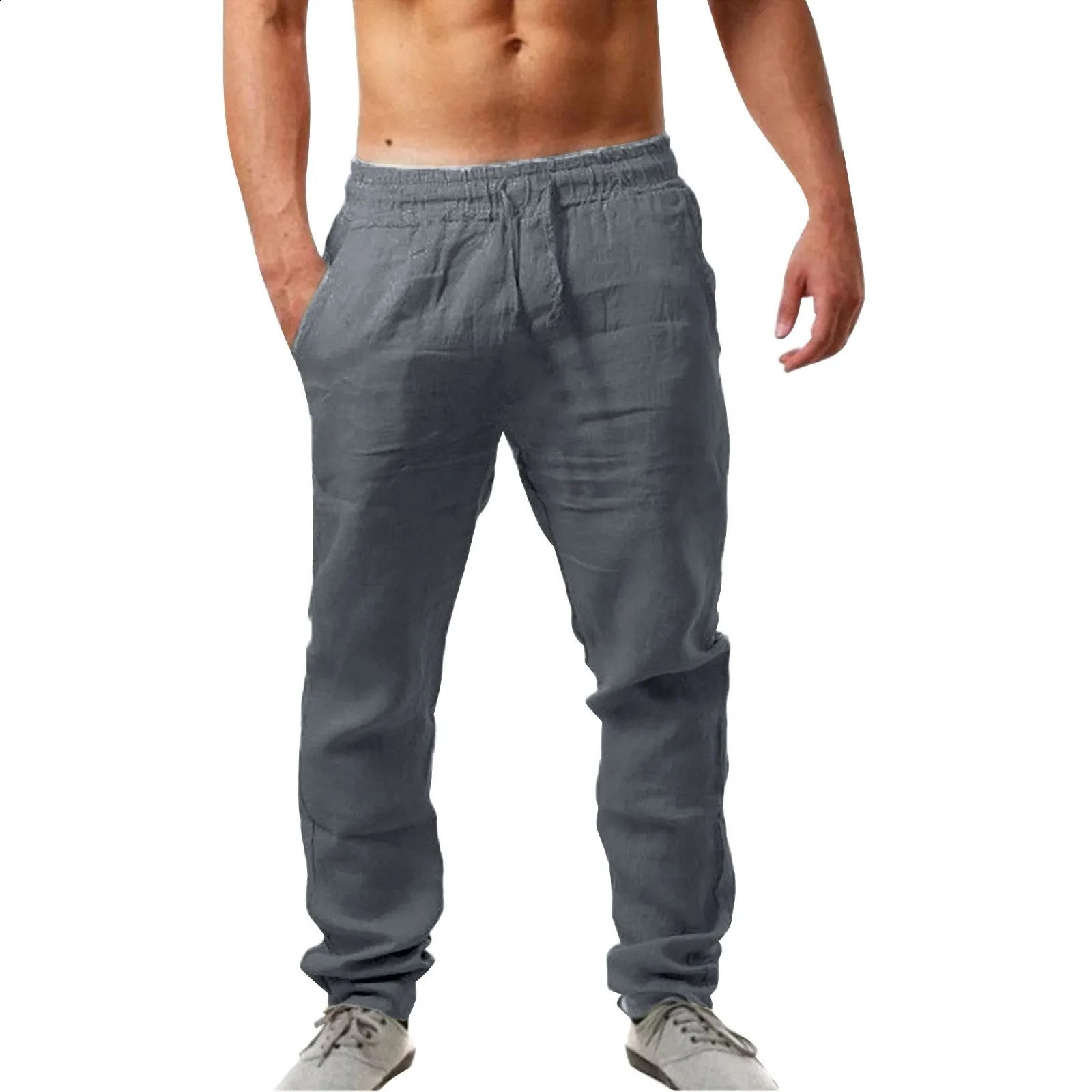 Mens pants Chino cargo fashionable cotton linen casual flat bottomed summer breathable boys outdoor 240823