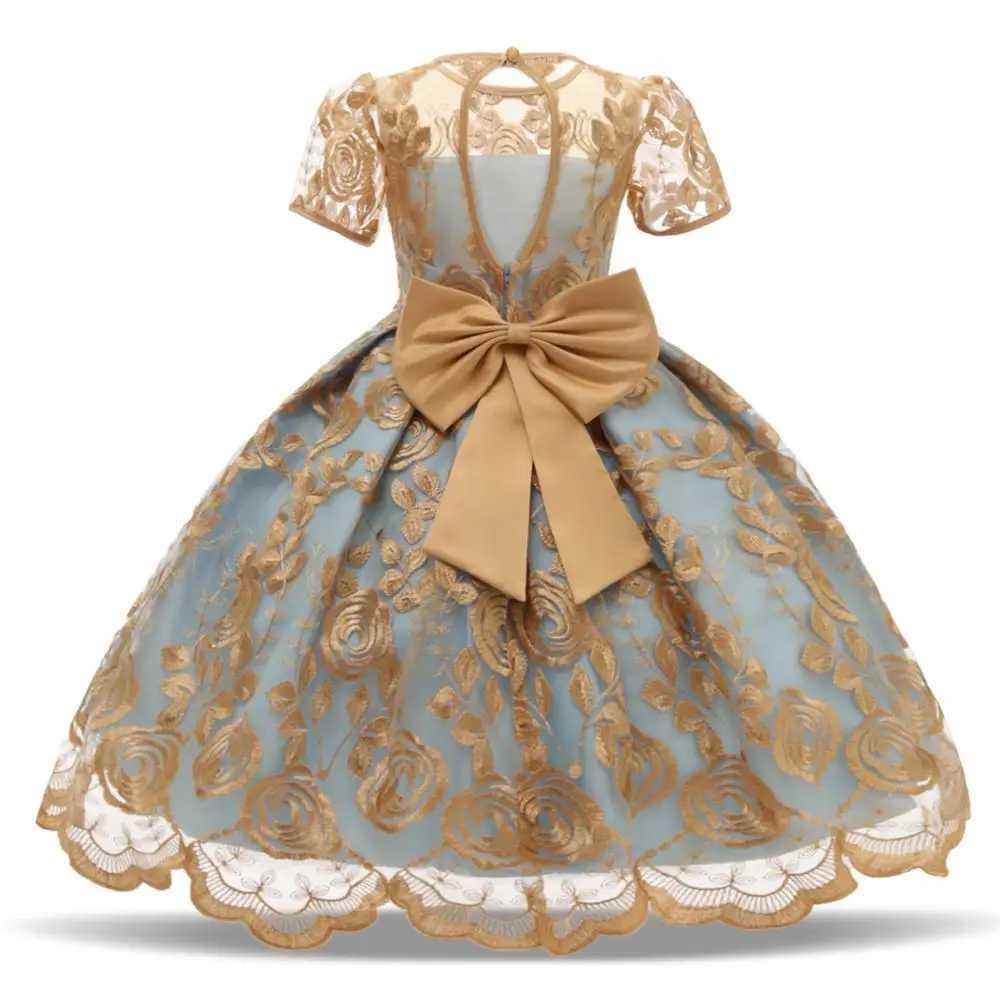 Red Bow Baby Clothing Flower Princess Party Dress Printing Birthday Tutu Dress Luxury Childrens Clothing Christmas Clothing W240823