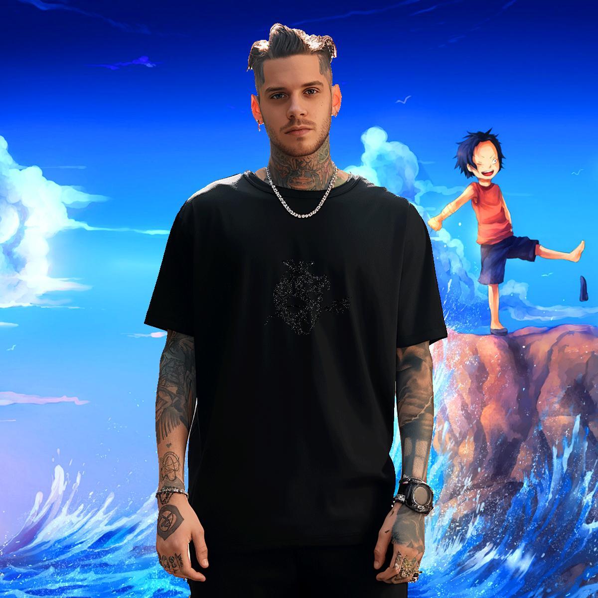 Free Shipping Man T Shirts 230g 100% Cotton skull High Street Hip Hop DIY Logo Oversized O Neck Short Sleeves Tshirt for Man Woman Classic Clothes