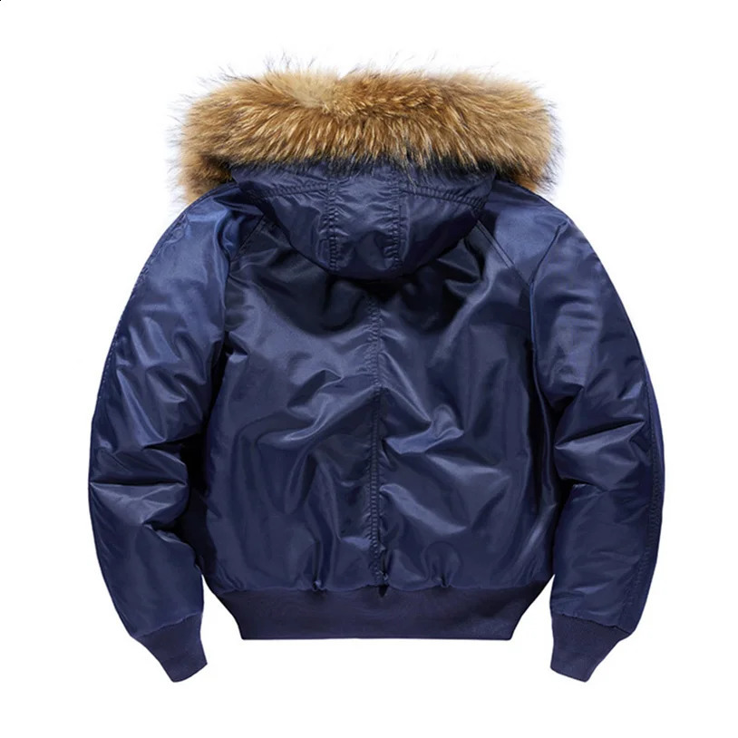 Padding mens winter bomber jacket heavy hooded Streetwear fur collar short park Y2K 240822