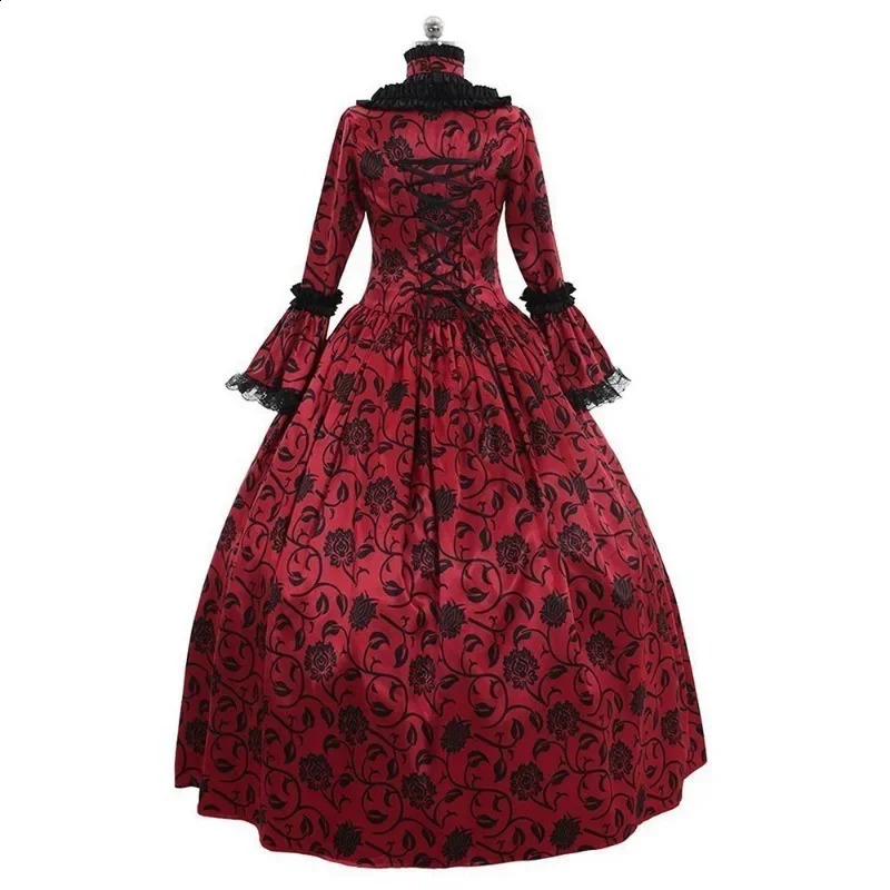 Medieval Renaissance long dress womens Halloween devil pagan witch wedding costume hooded cosplay w240824