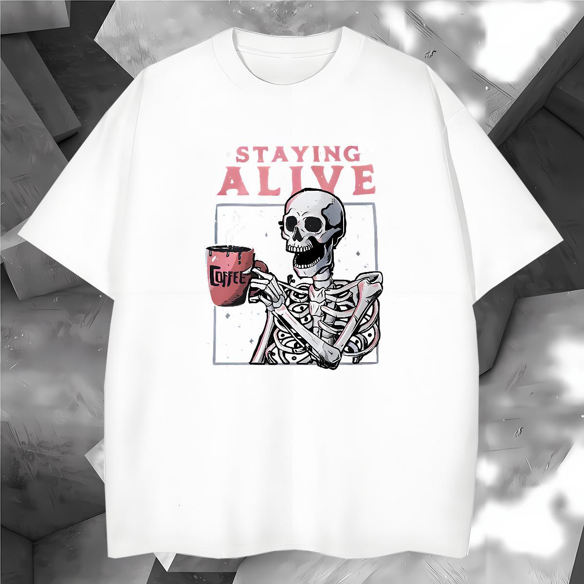 TOP Quality Men T Shirts 230g Cotton skull Hip Hop Anime Pure Cotton Mens Tshirts Fashion Clothings