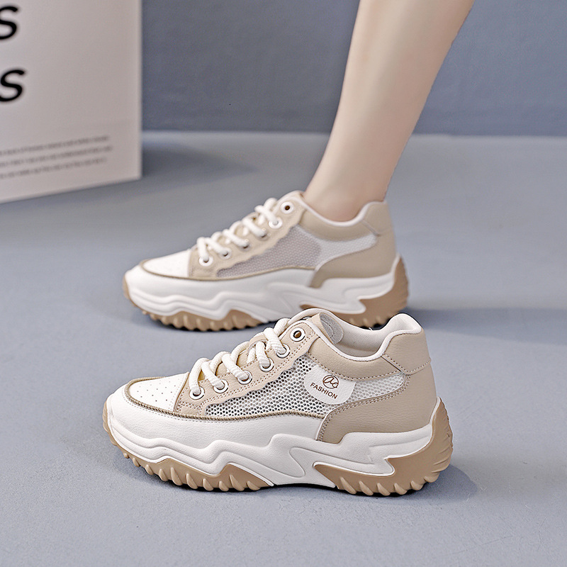 Ddmysports Women S New White Spring And Hollow Thick Soled Summer Mesh Breathable Dad Shoes OUTDOOR