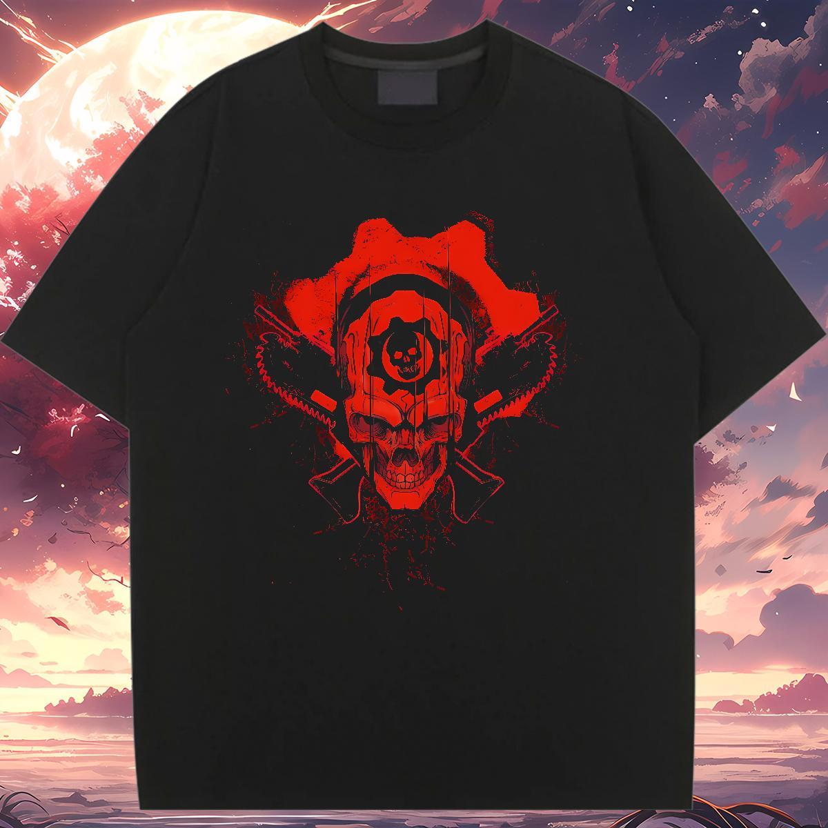Loose Woman Tshirt 100% Cotton 230g scary Sports Casual T-Shirts for Women Short Sleeve O-Neck Skull Polos