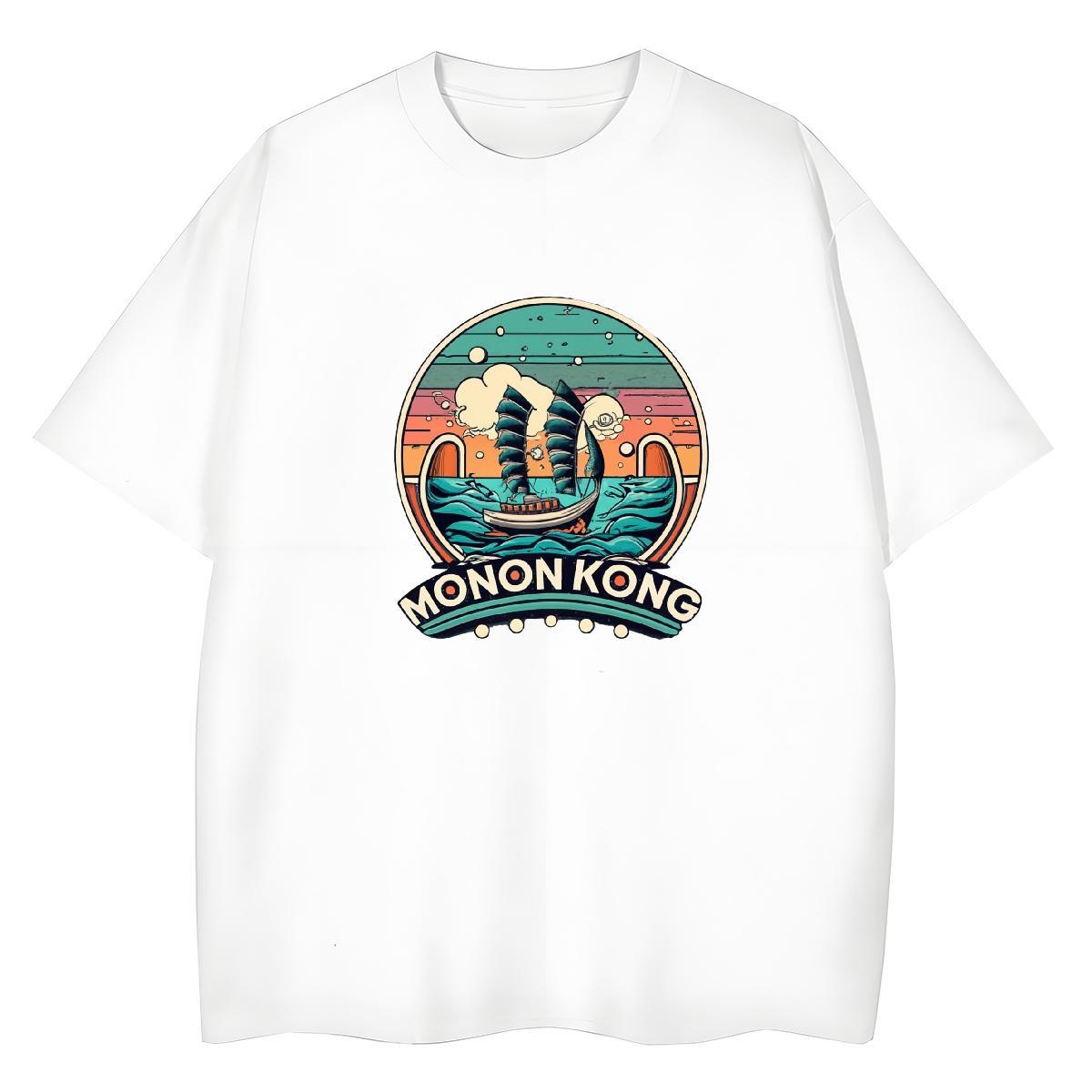 Popular T shirt 230g Cotton sea wave Casual Daily Wear Graphic Breathable Short Sleeve Couples T Shirts Fashion Designer Tops Tees
