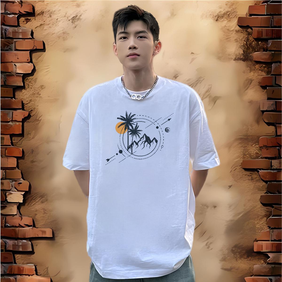 Brand Man T Shirts 100% Cotton 230g mountains Sport Plus Size Custom Breathable Soft Men Tops Tees Fashion Design Clothes