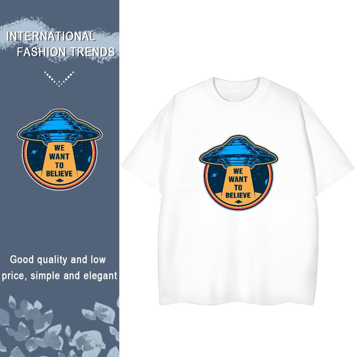 Wholesale Woman Tshirt 100% Cotton 230g universe Street Casual T Shirts Women O Neck Short Sleeves Oversized Top Shirts
