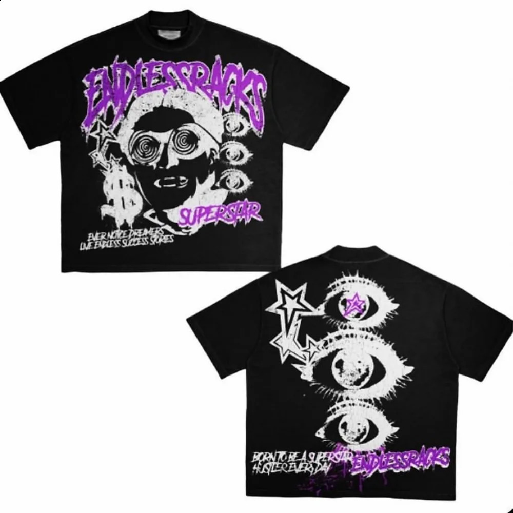 Retro Endless Scammer Graphic Printed Tshirt Mens Y2K Summer Short Sleeve Oversized Womens Top 240822
