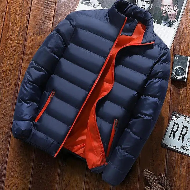 Mens winter coat plus size fashionable autumn warm clothing mens Parka sweater jacket 240822