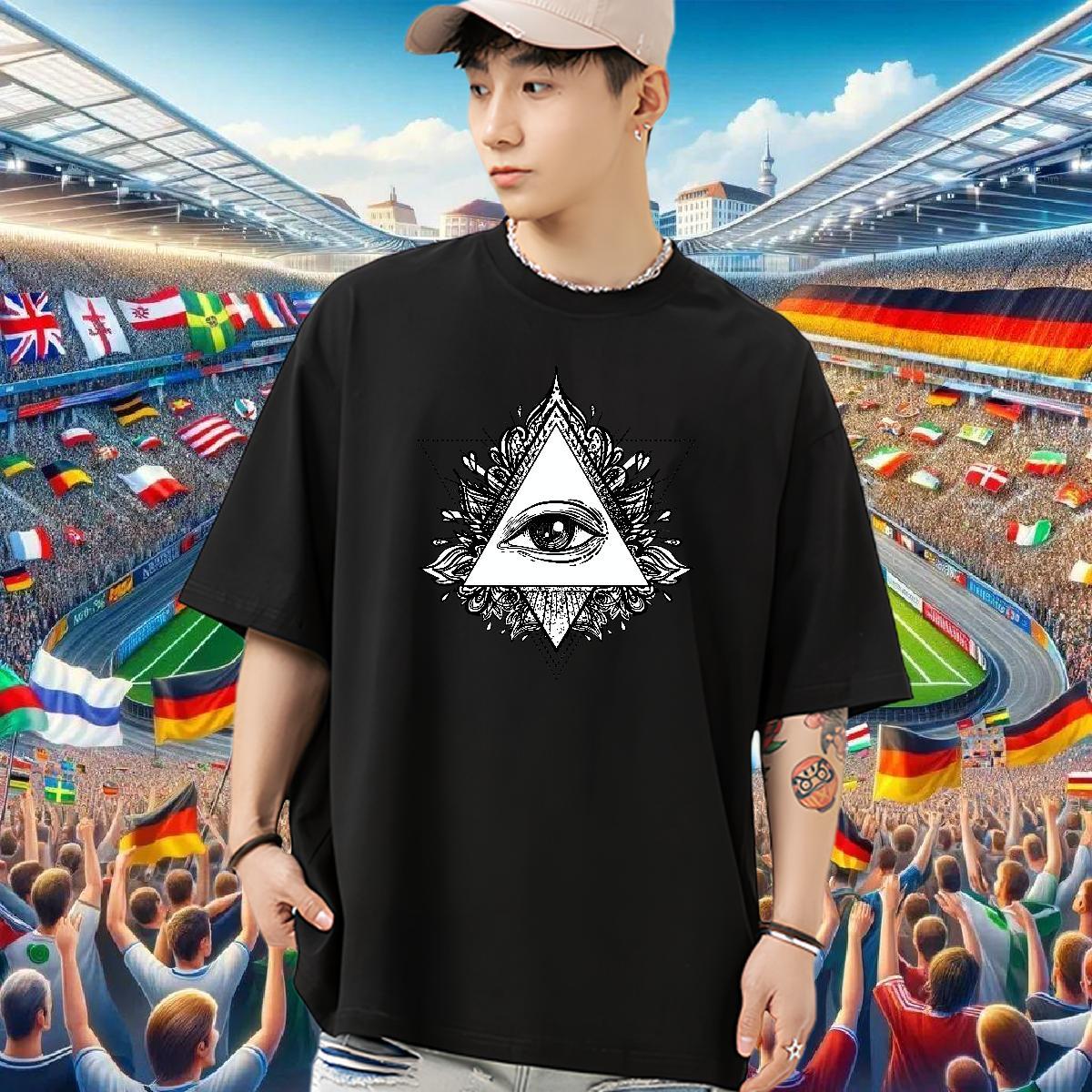 Cool Design Man T Shirts 230g 100% Cotton eye of the devil Hip Hop Black Oversized Breathable Men Clothes T-Shirt Custom Wear