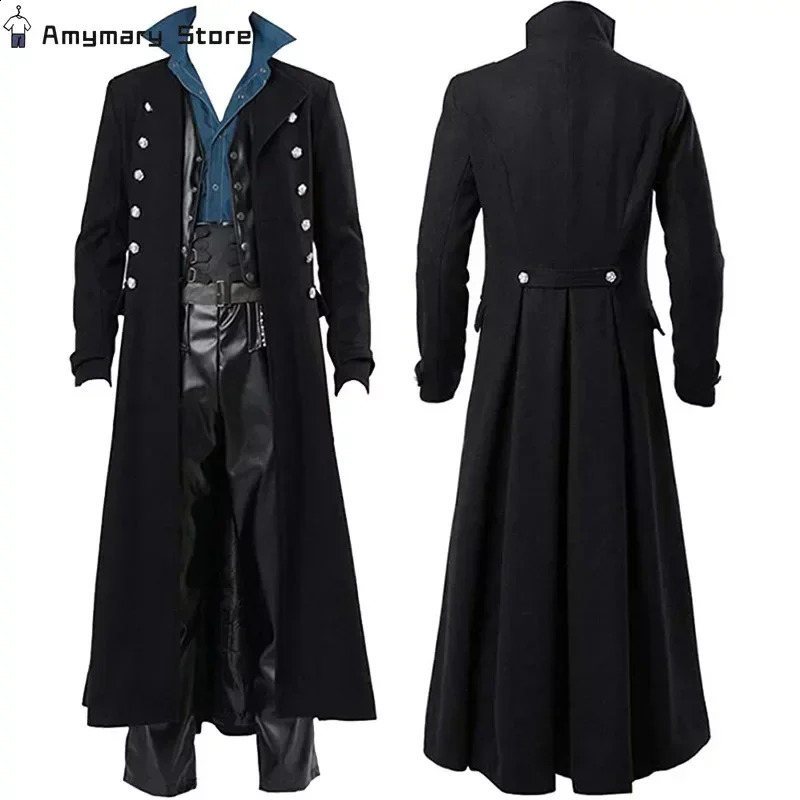 Medieval Pirate Costume Steampunk Vintage Trench Coat Gothic Mens Tuxedo Jacket Victorian Carnival Party Cosplay Costume 240822