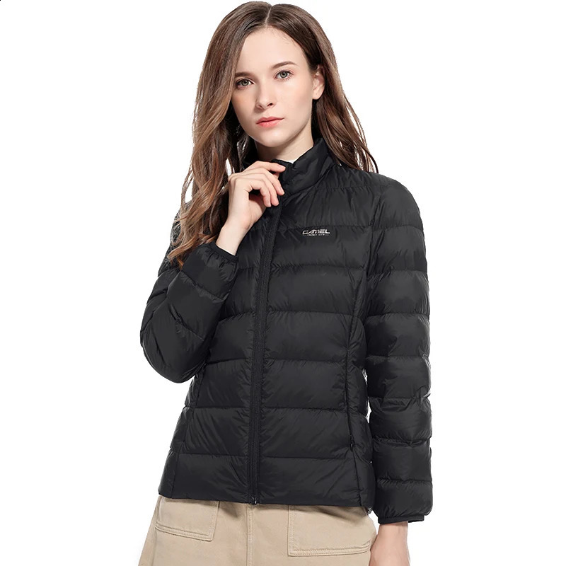 Jinjin satin outdoor down jacket womens winter windproof and warm mens lightweight standing clothing 240822