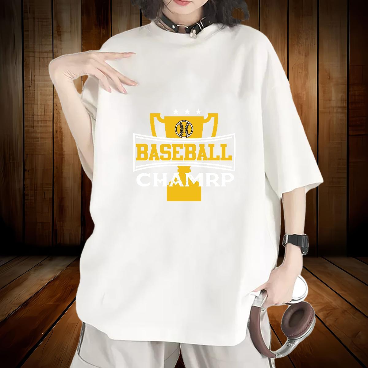 Lady Women Tshirts 100% Cotton 230g baseball Casual Daily Wear T-Shirts for Women O Neck Short Sleeves Custom Print Plus Size Clothes