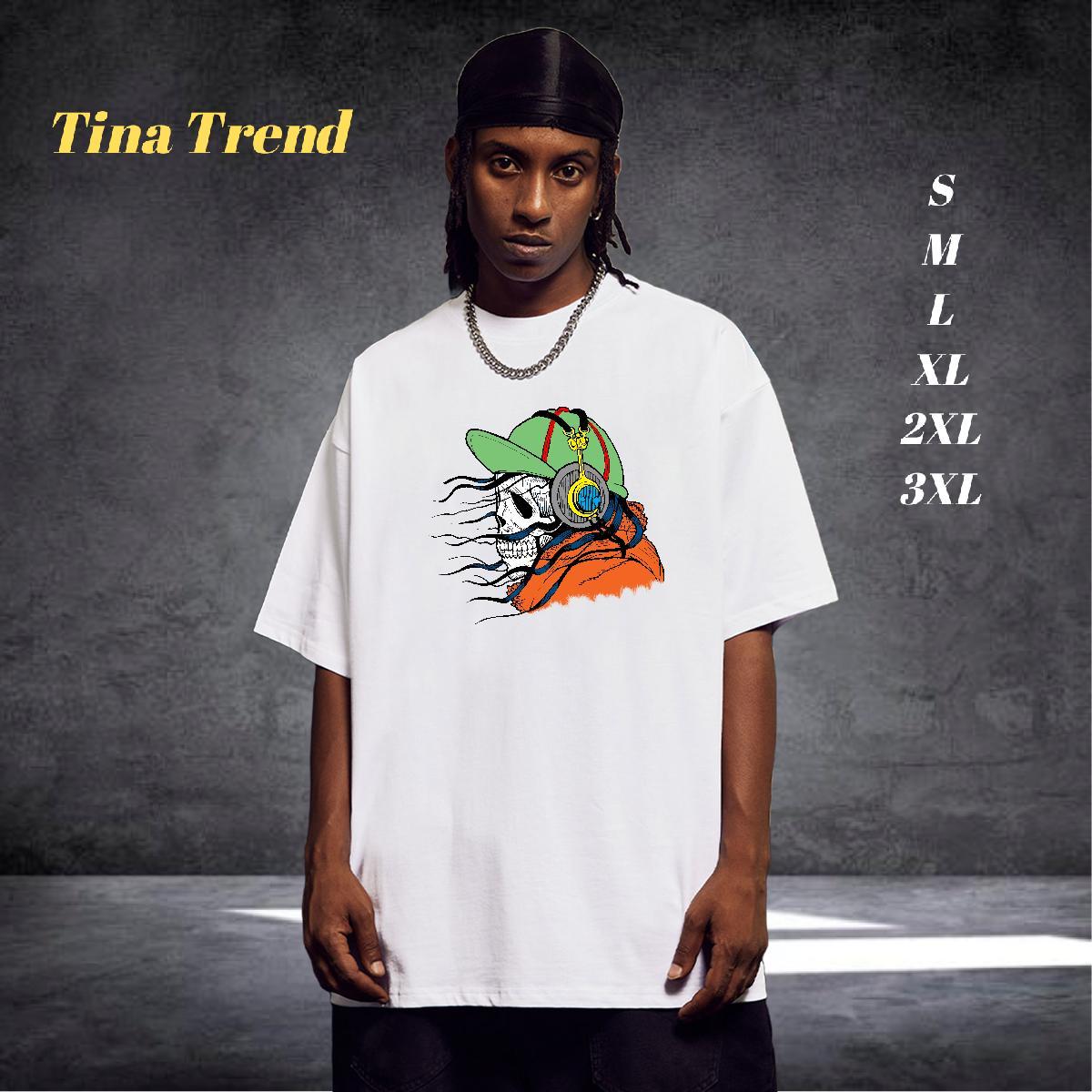 Classic T Shirt For Man 230g Cotton skull Street Anime Print Breathable Crew Neck Men Tees New Tees Shirts