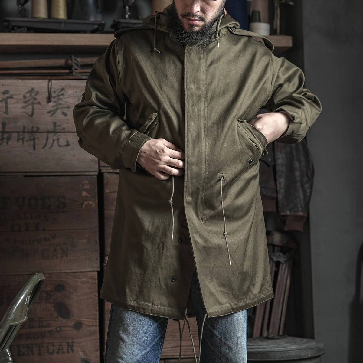 Bronson M-1951 Fishtail Parka Shell Sateen Cotton Army Type M-51 Coat Jacket 240822
