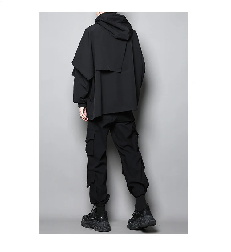 Autumn dark Japanese n asymmetric irregular tailoring stitching loose Hoodie mens Hoodie 240823