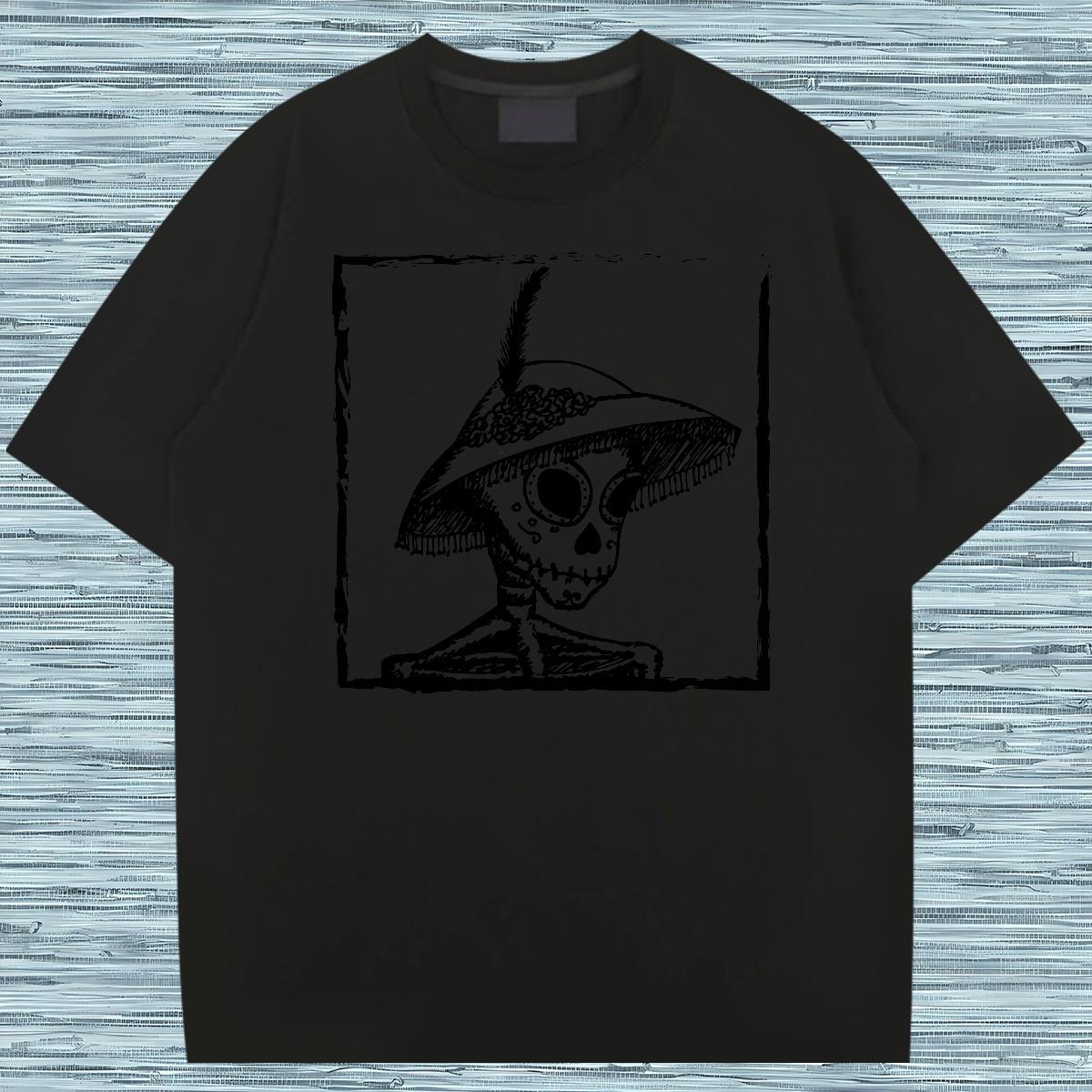 Soft T shirt 230g 100% Cotton skull Daily Outfit DIY Anime Breathable Men Clothes T-Shirt 2024 Summer Polos