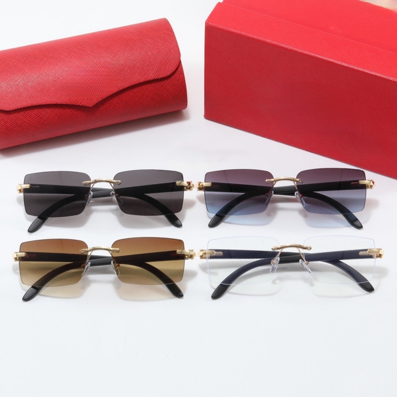 Fashion sunglasses for women classic designer glseese frameless rectangular colored lenses casual glasses daily luxury embellishment shirt glasses with box 3984