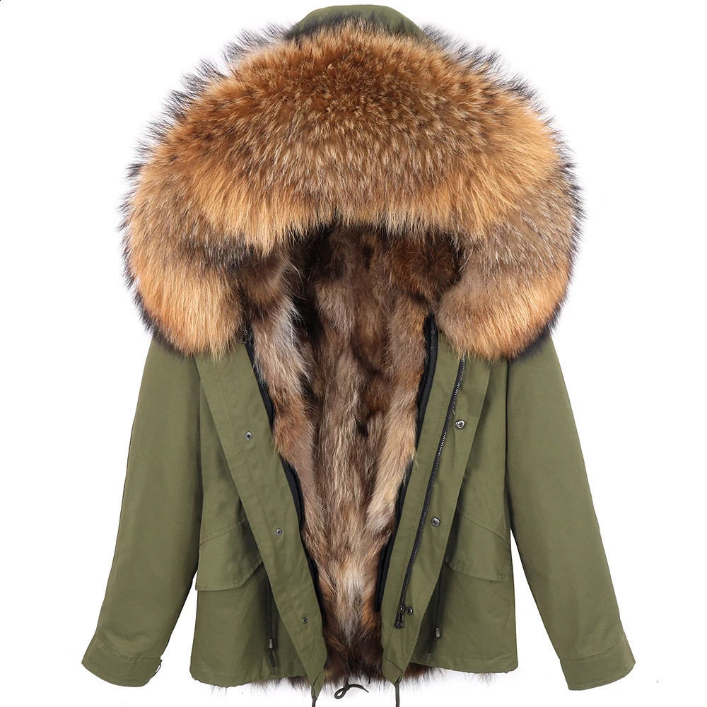 Men Winter Jacket Real Fox Fur Coat Natural Raccoon Fur Lining Outerwear Streetwear Casual Clothing Parka 240823